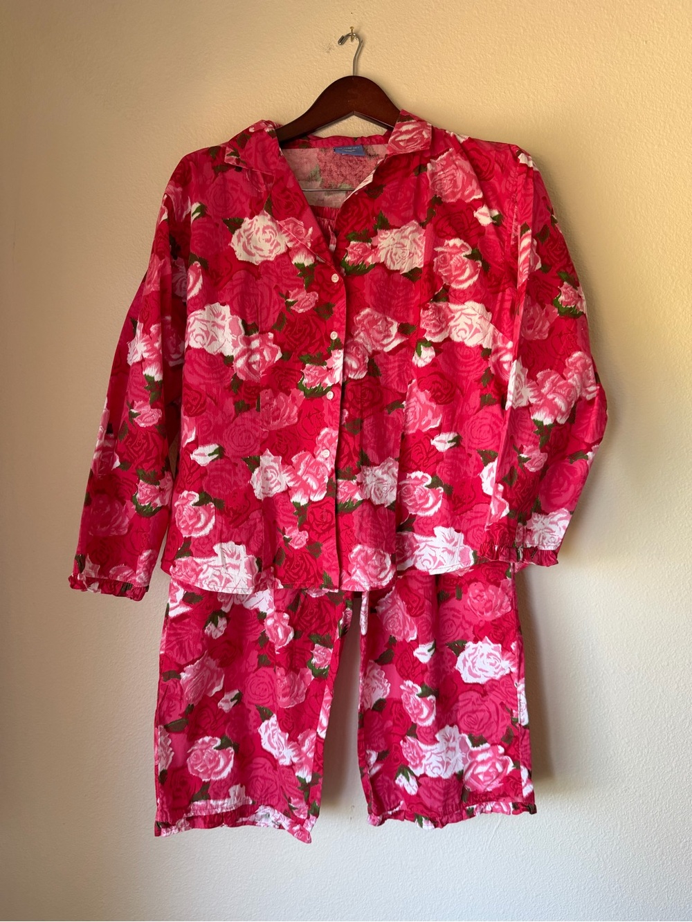 Pine Cone Hill Roses Cotton Pajama Set, Size Medium